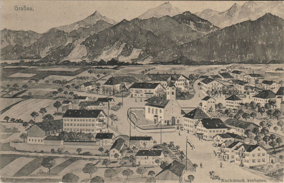 Eine Zeichnung von Grassau aus dem Jahre 1908