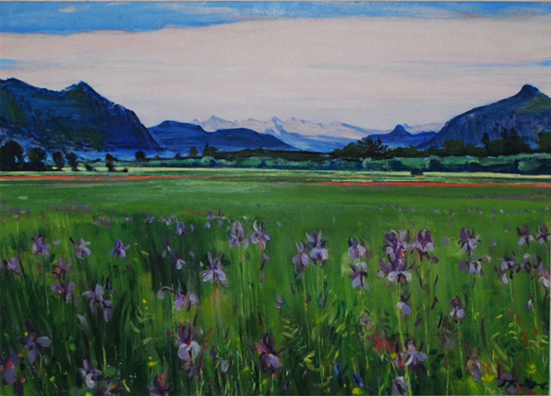 Ein Gemälde Lilien in einem Feld von Theodor von Hötzendorff
