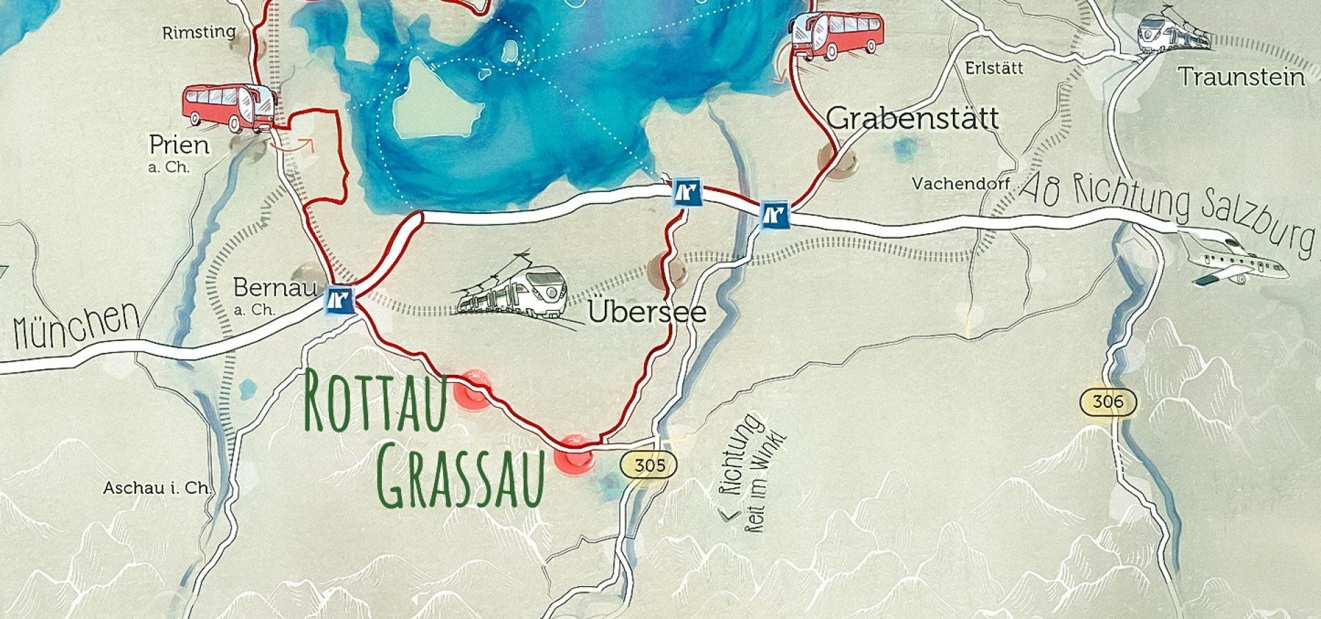 So finden Sie nach Grassau &amp; Rottau mit Auto, Bahn oder Bus, © Tourist-Info Grassau