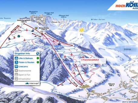 Skigebiet Hochkössen Pistenplan, © Bergbahnen Kössen